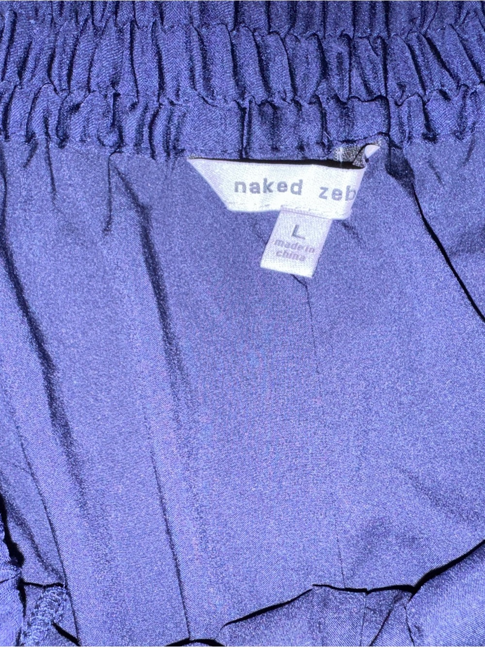 Naked Zebra Navy Elastic Drawstring High Waist Shorts - Picture 3 of 4